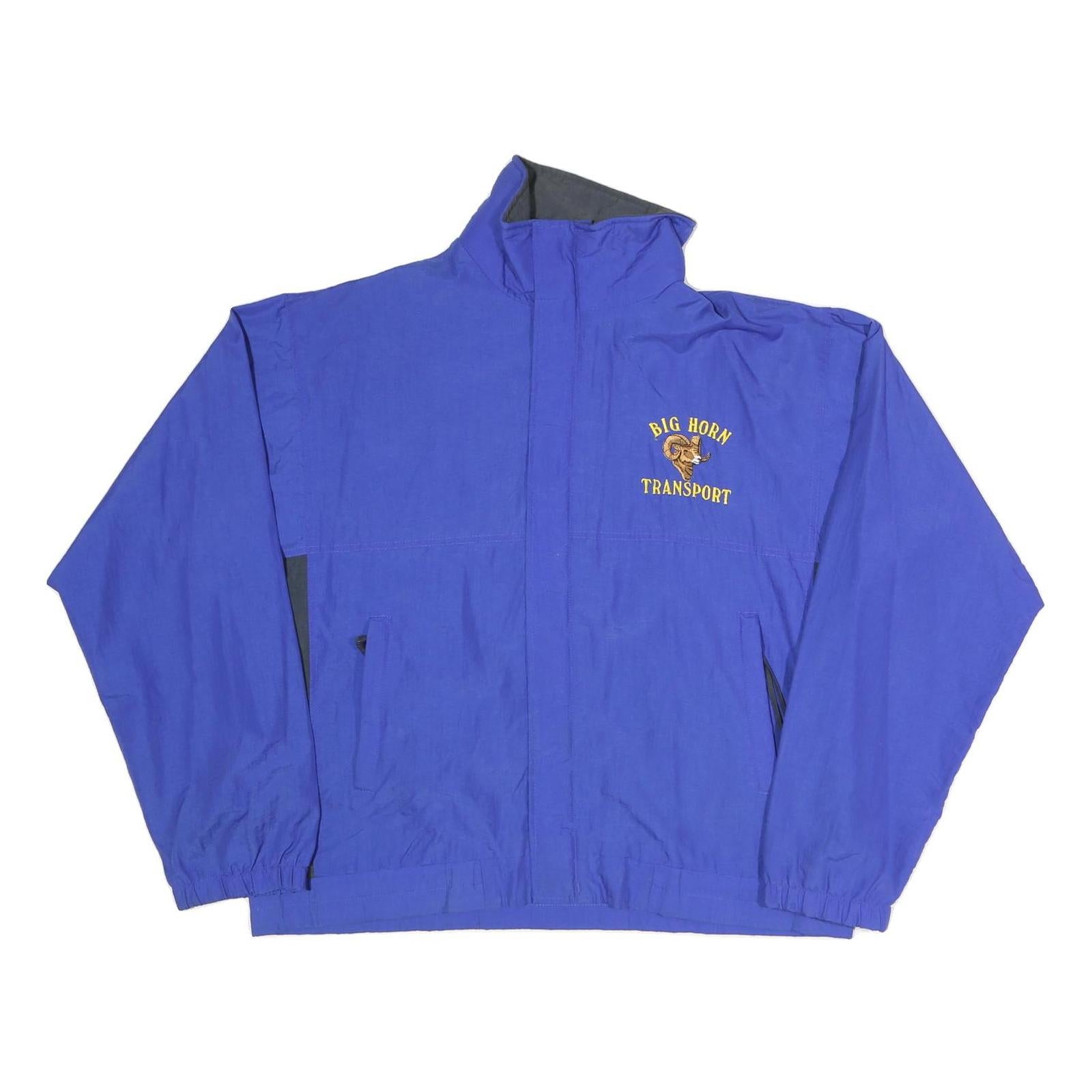 Mens Blue Polyester Blend Transport Logo Zip Jacket L Plain Workwear Casual