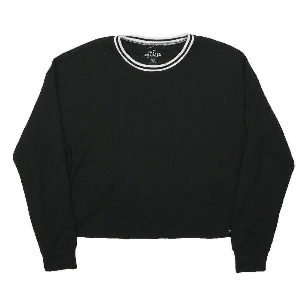 HOLLISTER Womens Black Plain Pullover Crew Neck Basic Knit XS Slim Jumper