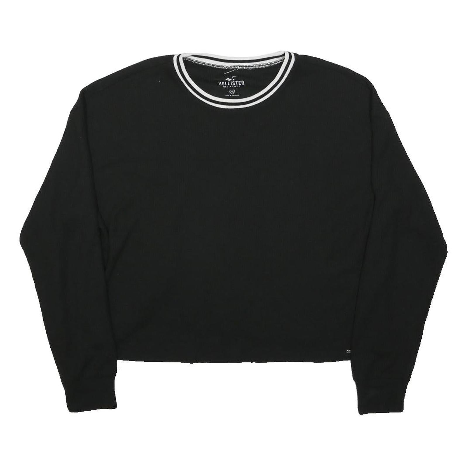 HOLLISTER Womens Black Plain Pullover Crew Neck Basic Knit XS Slim Jumper