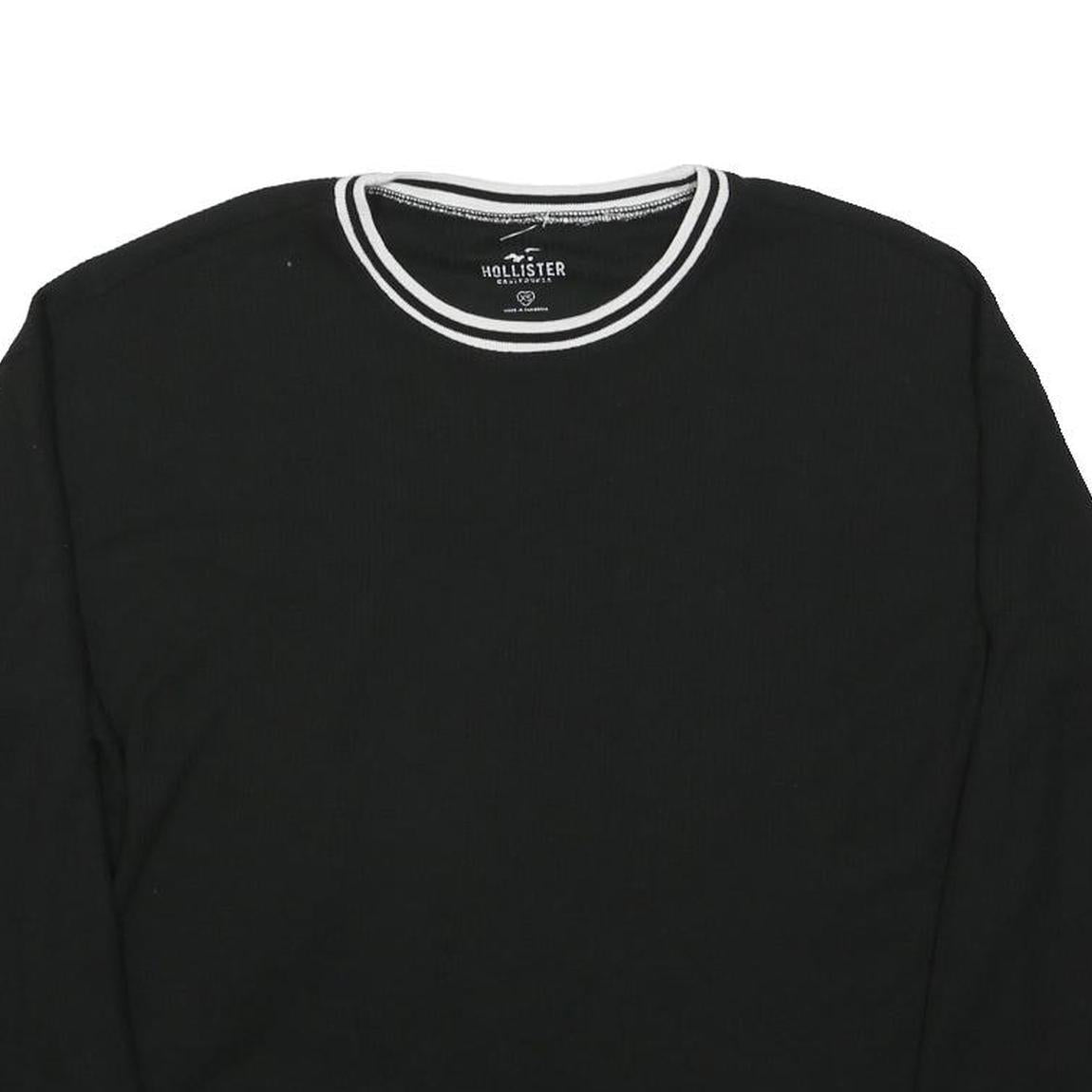 HOLLISTER Womens Black Plain Pullover Crew Neck Basic Knit XS Slim Jumper
