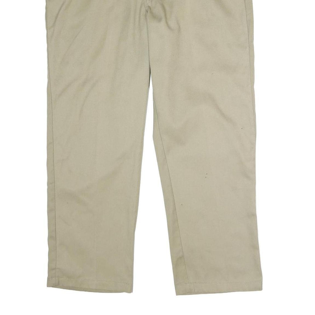DICKIES Mens Polyester Blend Beige Classic Zip Trousers W40 L30 Workwear