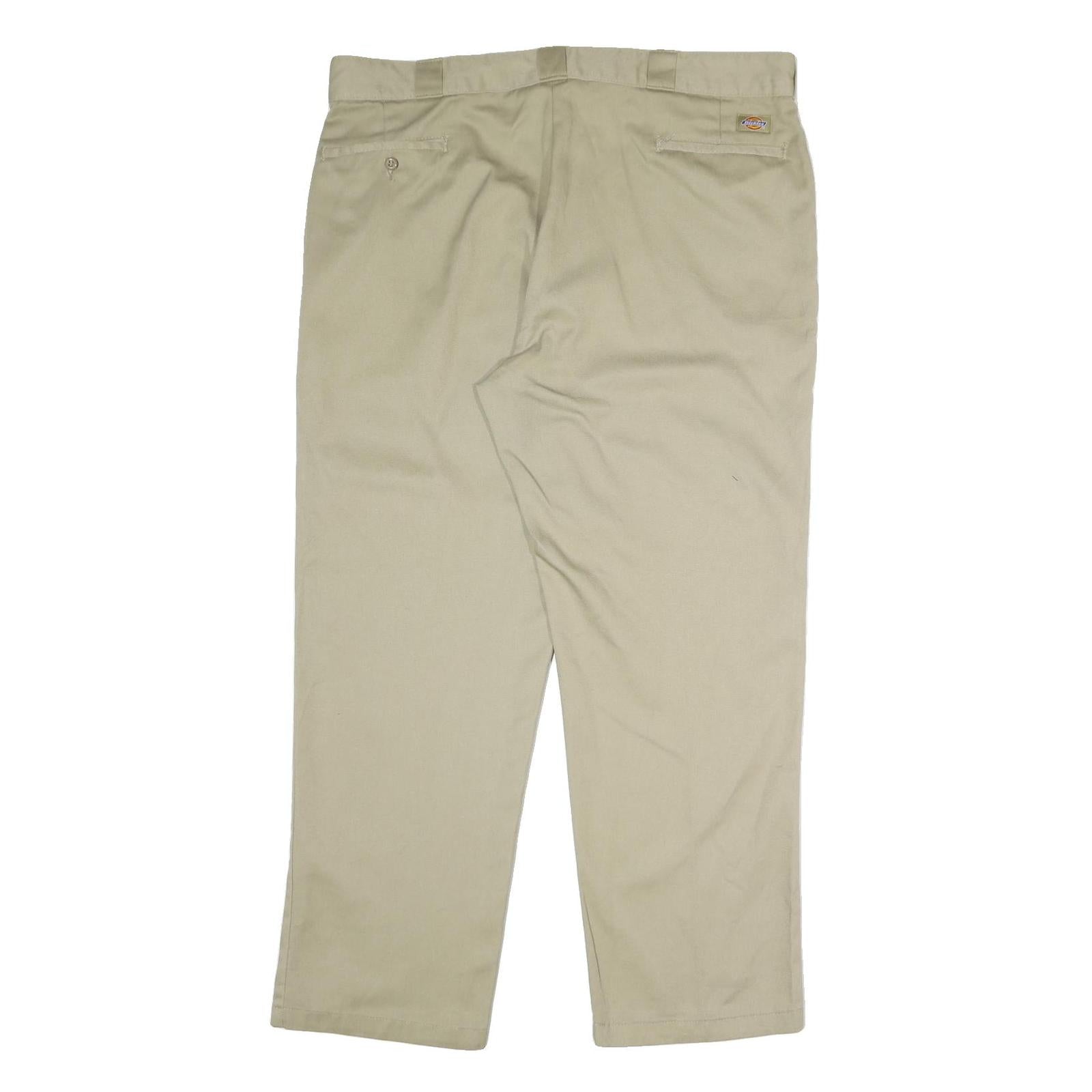 DICKIES Mens Polyester Blend Beige Classic Zip Trousers W40 L30 Workwear