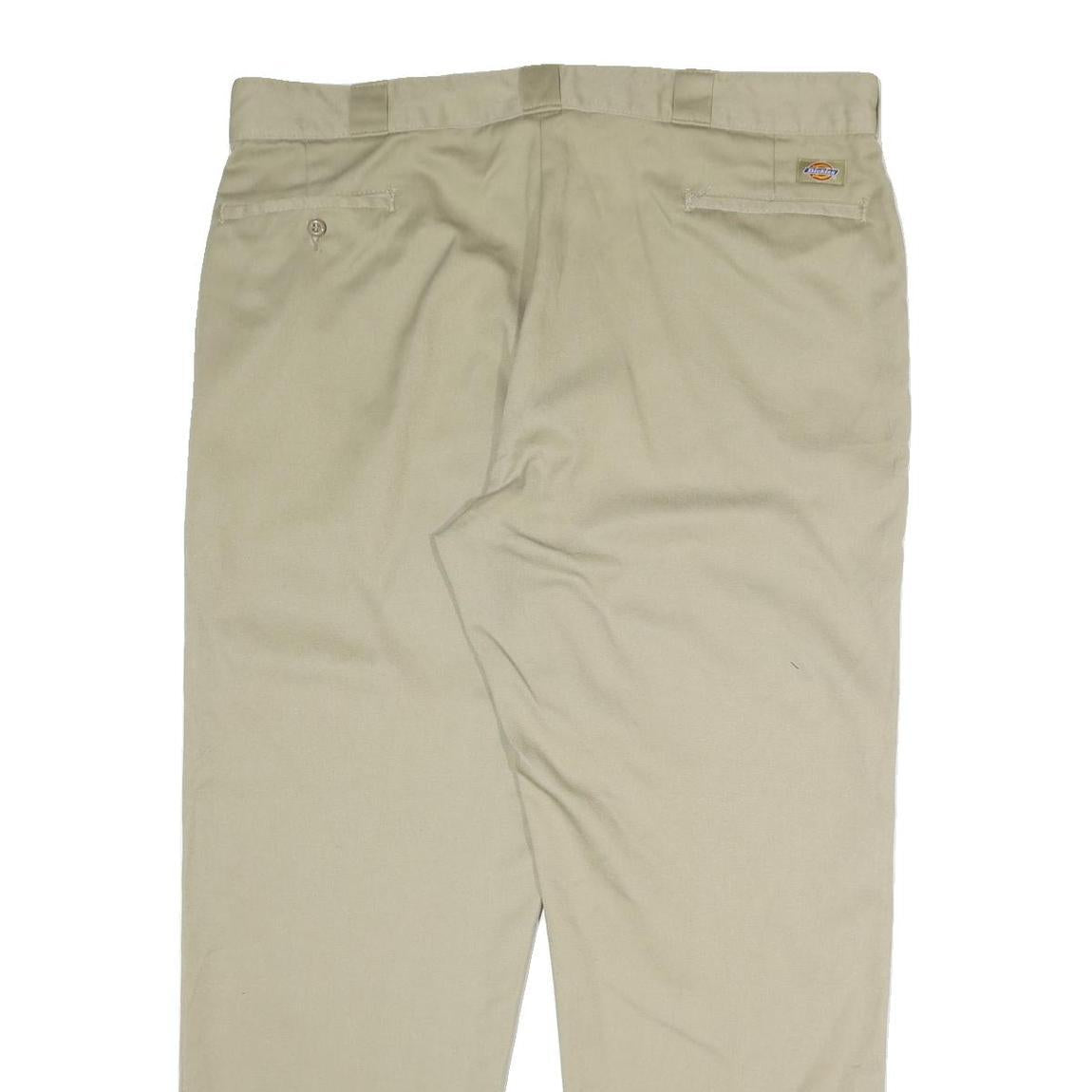 DICKIES Mens Polyester Blend Beige Classic Zip Trousers W40 L30 Workwear