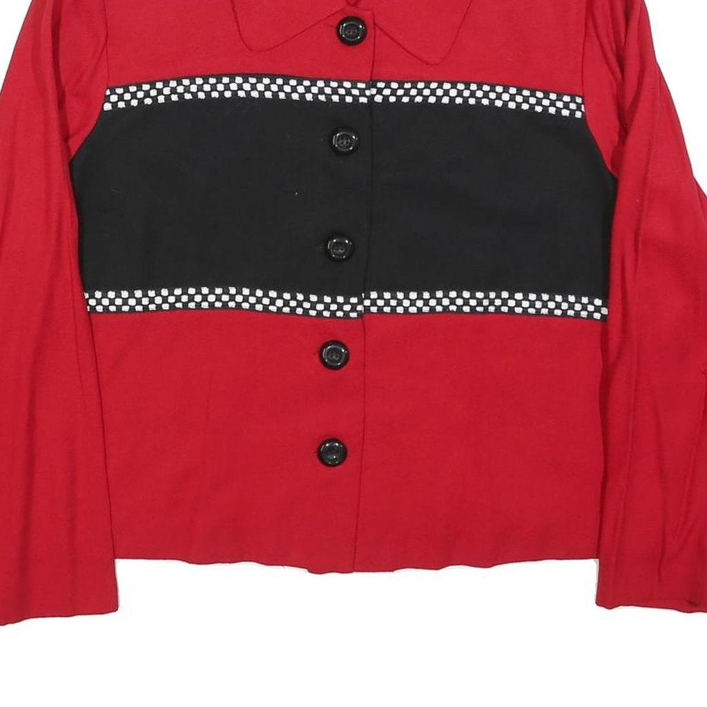 SAG HARBOR Womens Red & Black Button Jacket L Polyester Blend Retro Classic