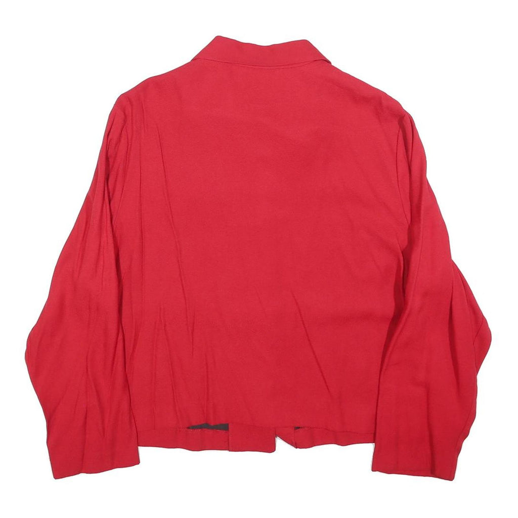 SAG HARBOR Womens Red & Black Button Jacket L Polyester Blend Retro Classic