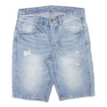 SCOUT Womens Denim Blue Casual Shorts S W30 Cotton Blend Light Wash Distressed