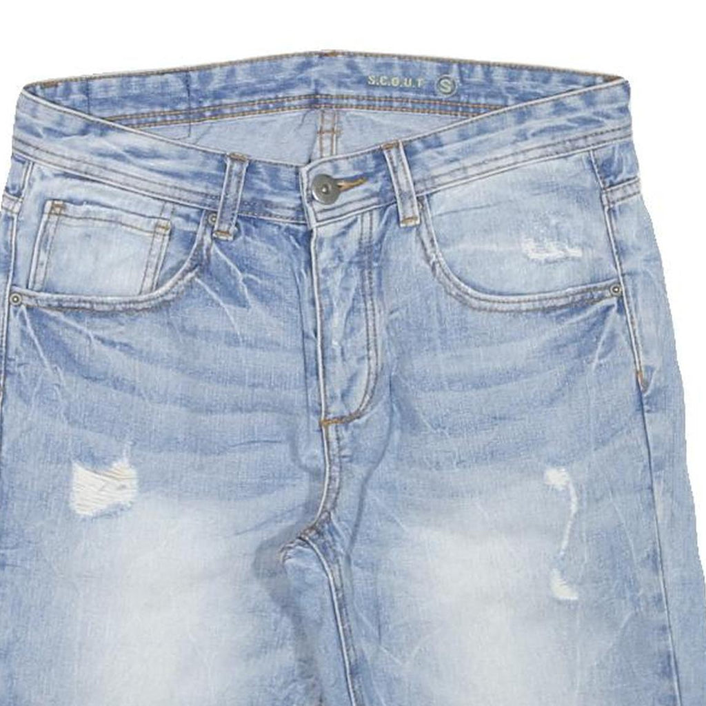 SCOUT Womens Denim Blue Casual Shorts S W30 Cotton Blend Light Wash Distressed