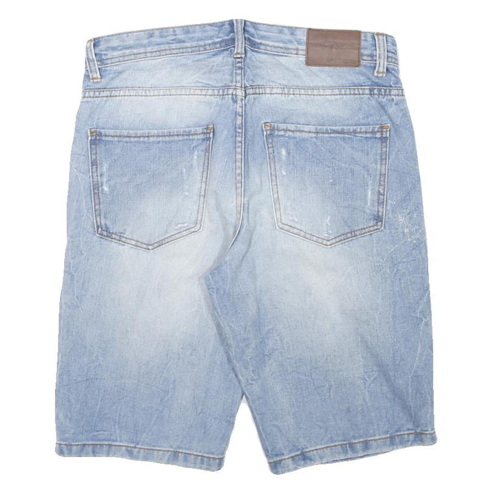 SCOUT Womens Denim Blue Casual Shorts S W30 Cotton Blend Light Wash Distressed