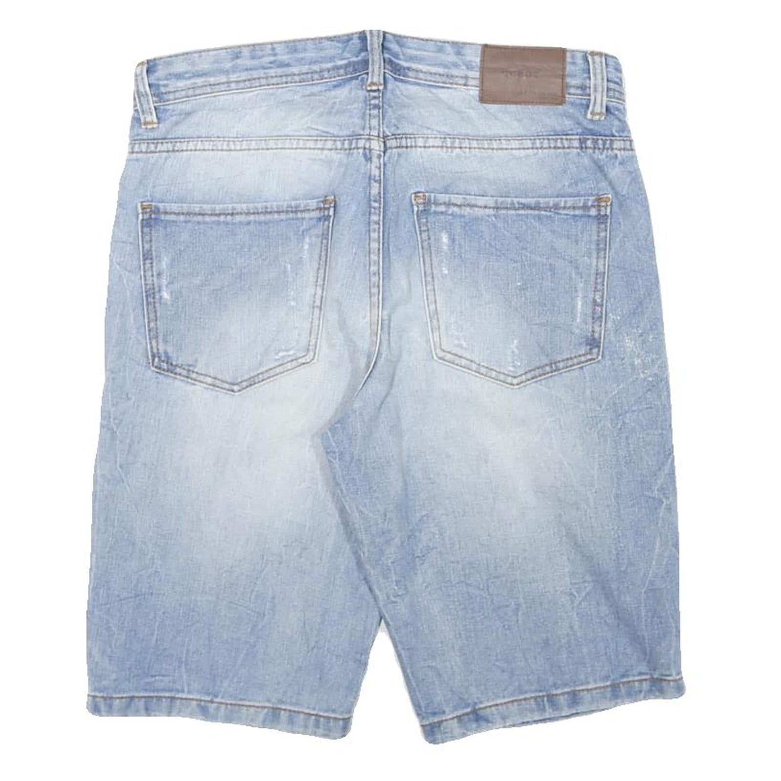 SCOUT Womens Denim Blue Casual Shorts S W30 Cotton Blend Light Wash Distressed