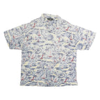 BANANA REPUBLIC Mens White & Blue Sailing Print Short Sleeve Polo Shirt L Casual