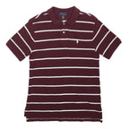 POLO RALPH LAUREN Boys Maroon & White Striped Short Sleeve Polo Shirt L Cotton