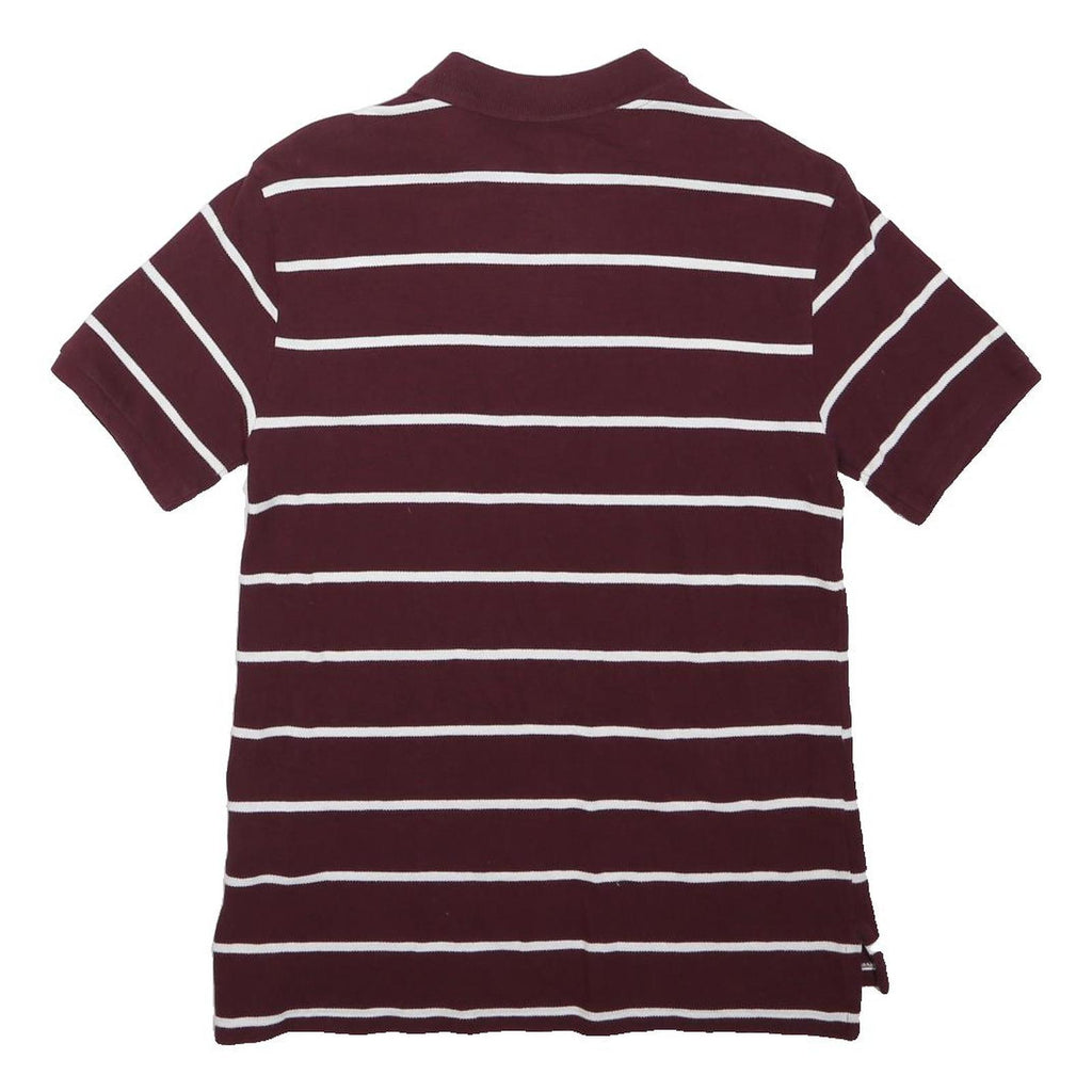 POLO RALPH LAUREN Boys Maroon & White Striped Short Sleeve Polo Shirt L Cotton