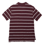 POLO RALPH LAUREN Boys Maroon & White Striped Short Sleeve Polo Shirt L Cotton