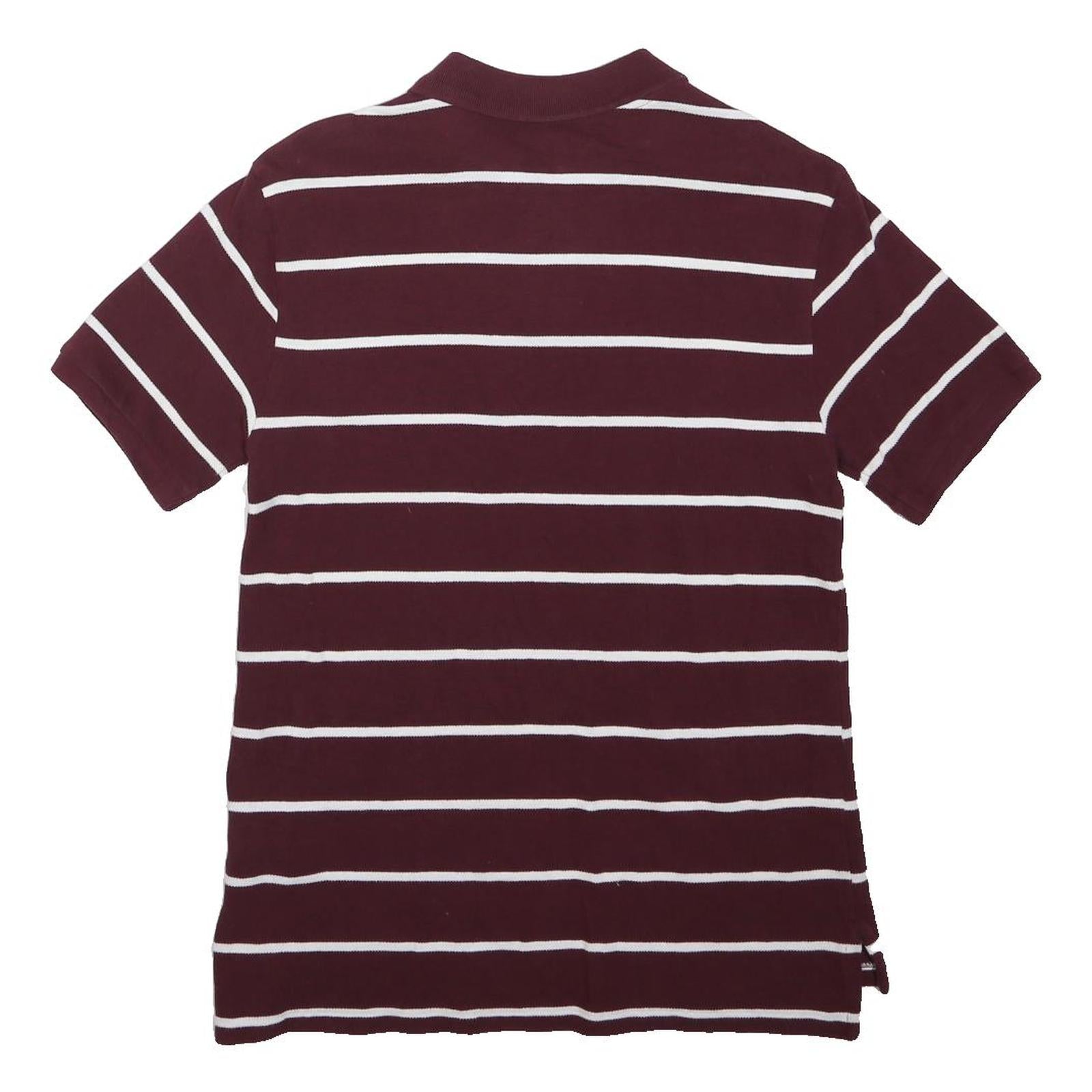 POLO RALPH LAUREN Boys Maroon & White Striped Short Sleeve Polo Shirt L Cotton