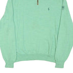 POLO RALPH LAUREN Mens Green Wool Patterned Pullover Jumper XL Zip Neck Cable