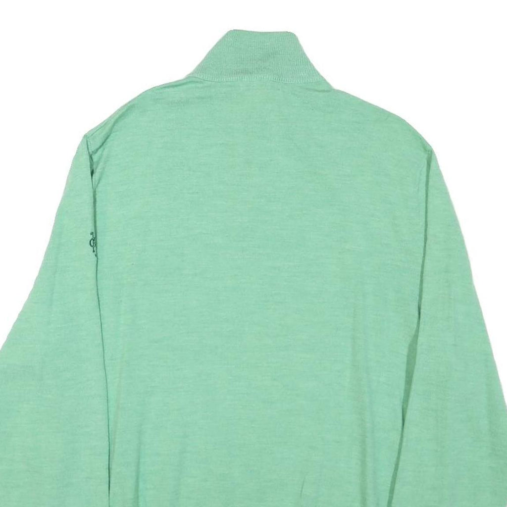 POLO RALPH LAUREN Mens Green Wool Patterned Pullover Jumper XL Zip Neck Cable