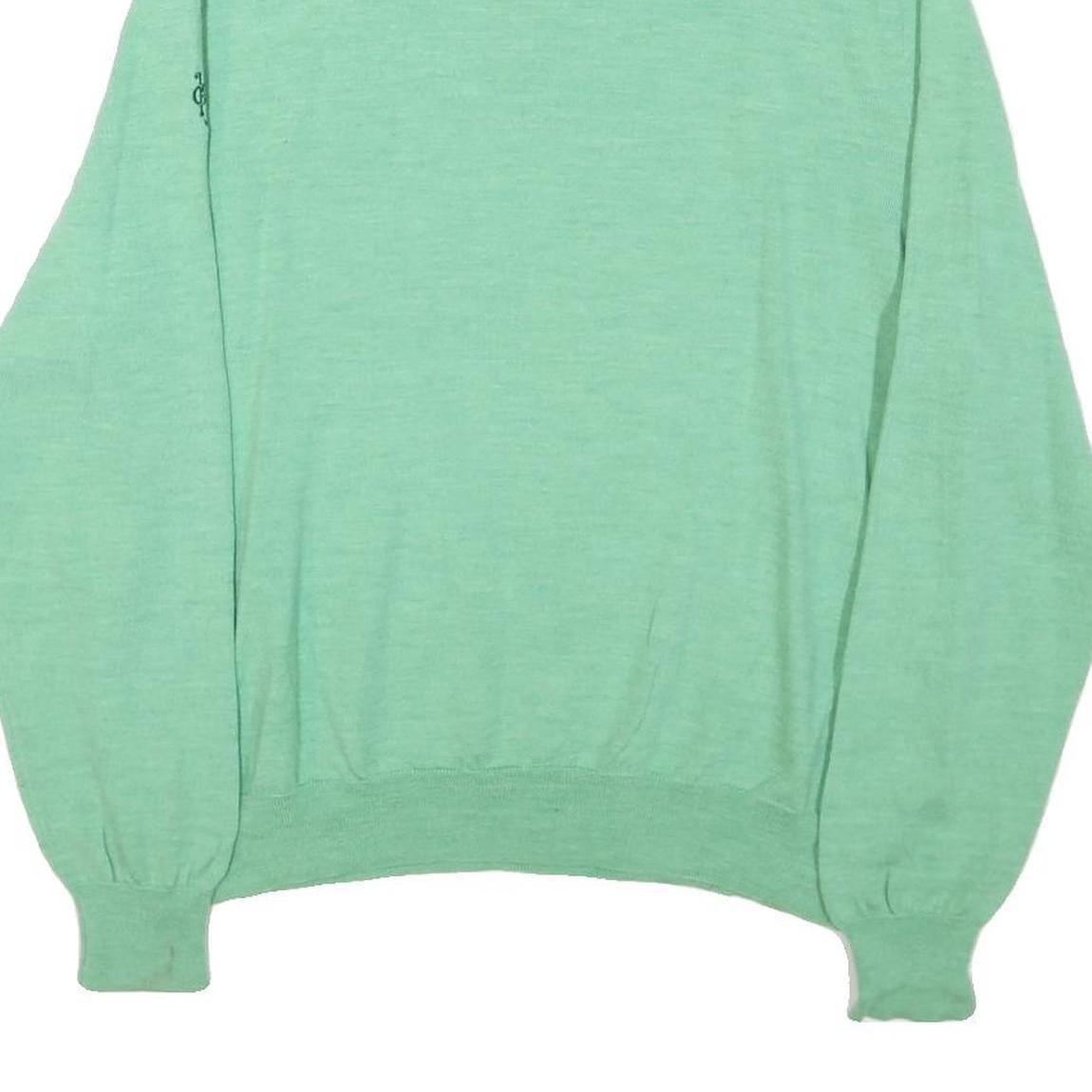 POLO RALPH LAUREN Mens Green Wool Patterned Pullover Jumper XL Zip Neck Cable