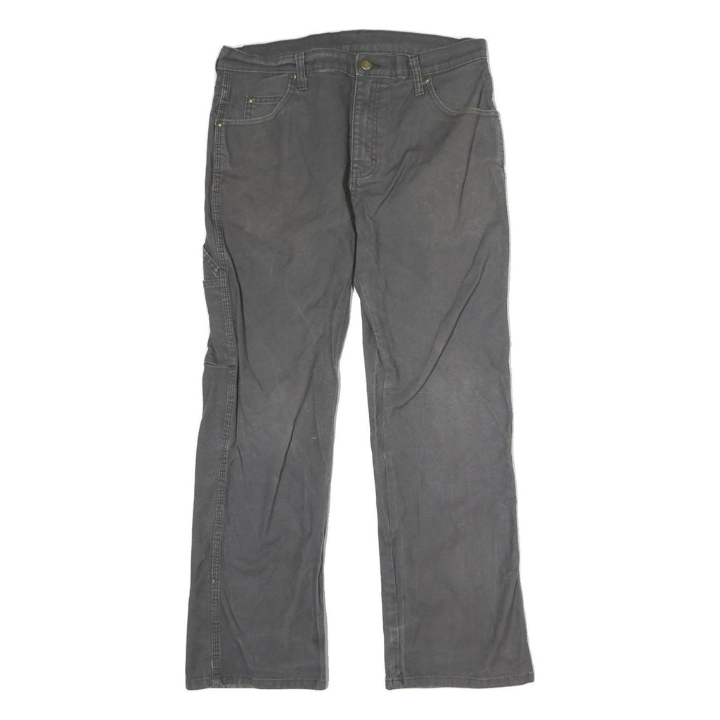 DICKIES Mens Cotton Black Regular Straight Trousers W32 L30 Workwear Zip Closure