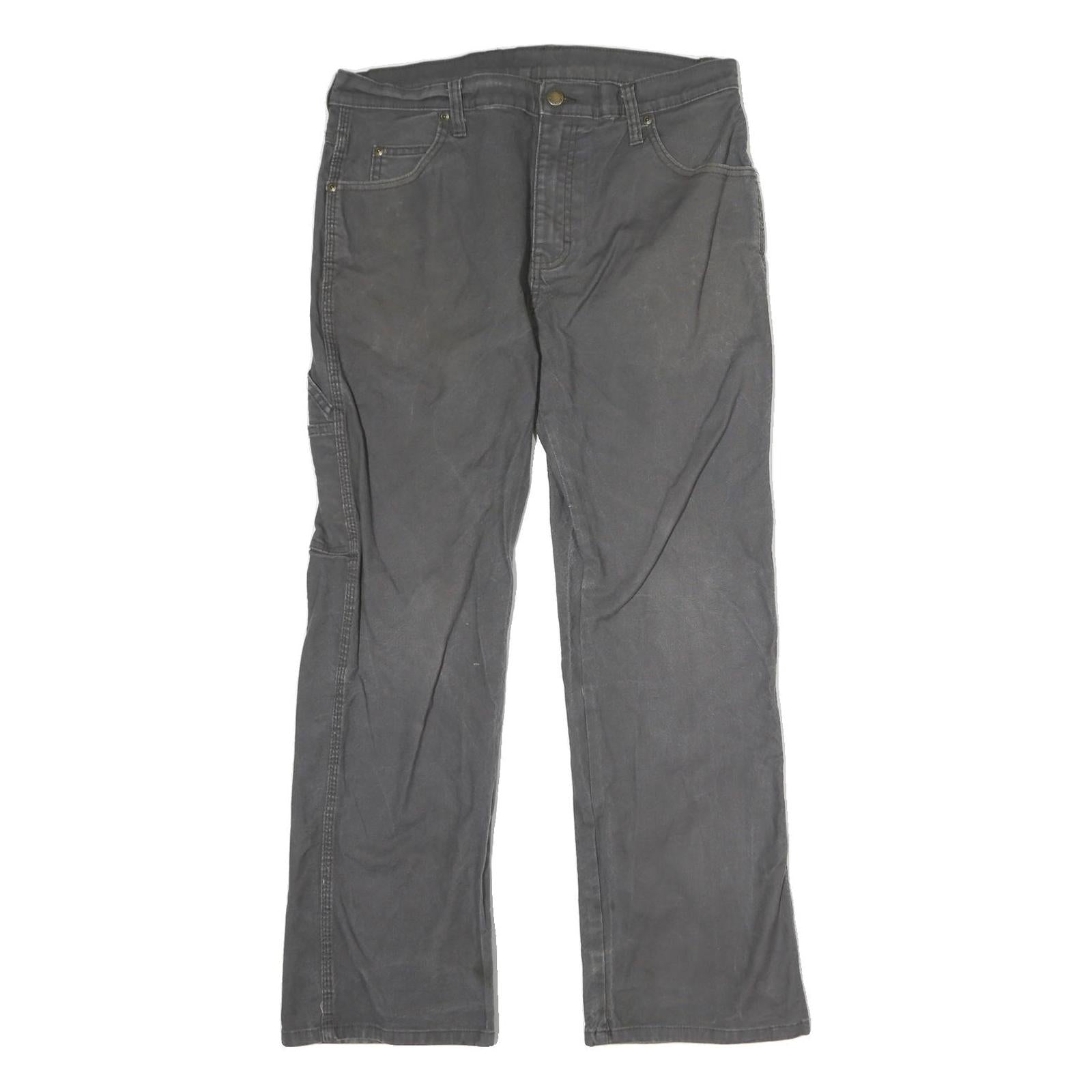 DICKIES Mens Cotton Black Regular Straight Trousers W32 L30 Workwear Zip Closure