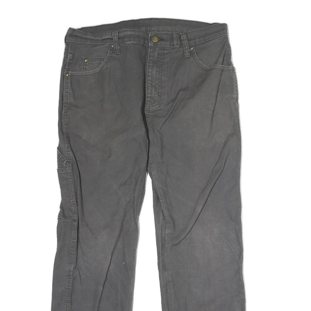 DICKIES Mens Cotton Black Regular Straight Trousers W32 L30 Workwear Zip Closure