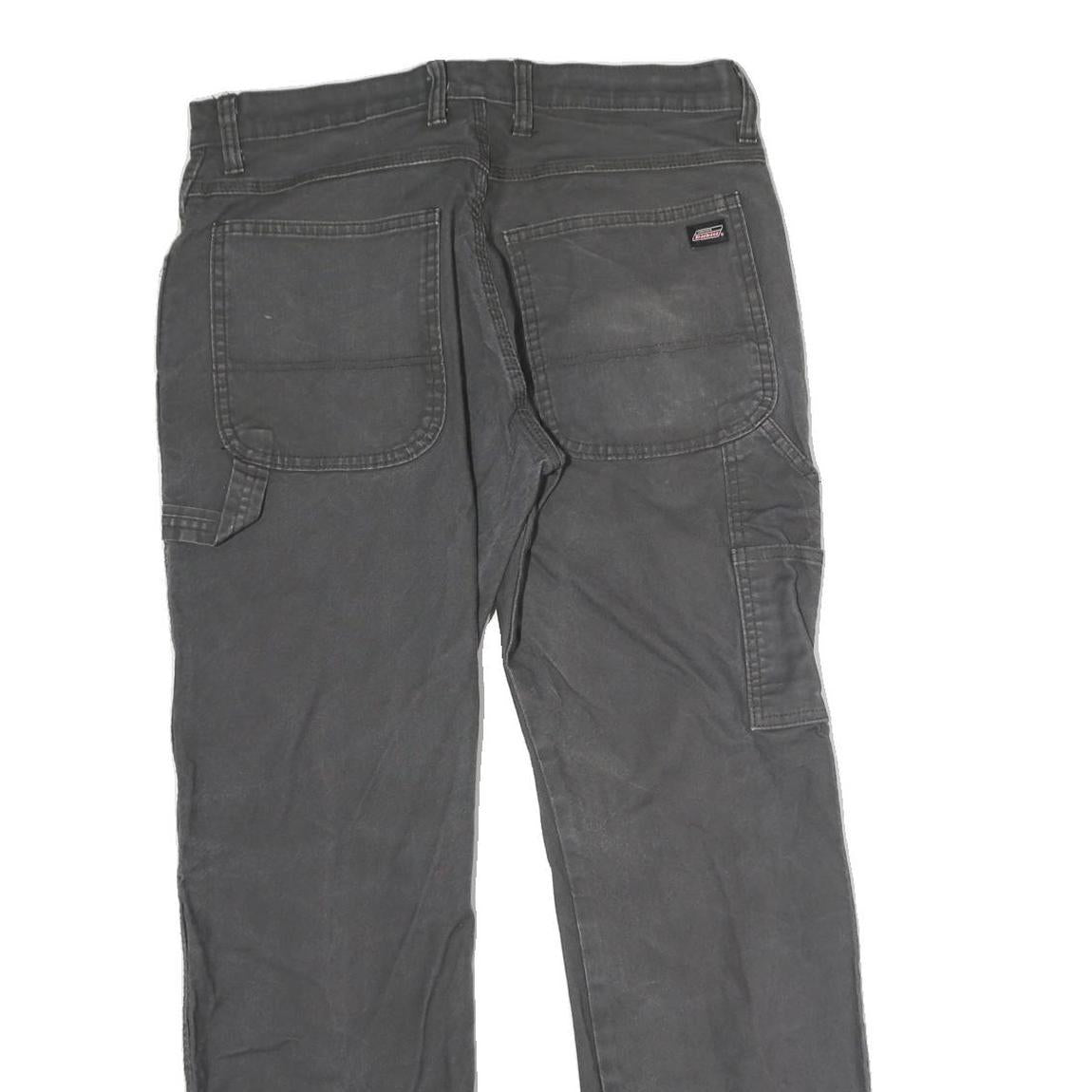 DICKIES Mens Cotton Black Regular Straight Trousers W32 L30 Workwear Zip Closure