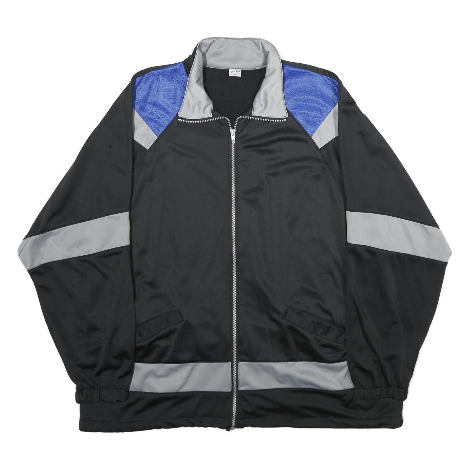 PLAYCREW Mens Black & Grey Blue Colourblock Polyester Zip Jacket XL Sports
