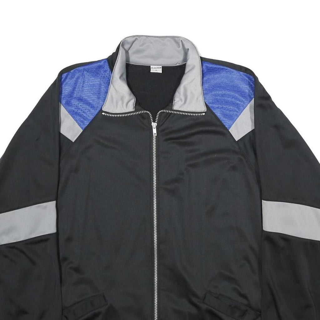 PLAYCREW Mens Black & Grey Blue Colourblock Polyester Zip Jacket XL Sports