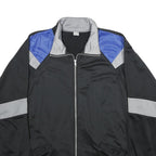 PLAYCREW Mens Black & Grey Blue Colourblock Polyester Zip Jacket XL Sports