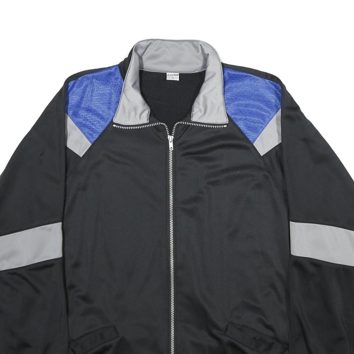 PLAYCREW Mens Black & Grey Blue Colourblock Polyester Zip Jacket XL Sports