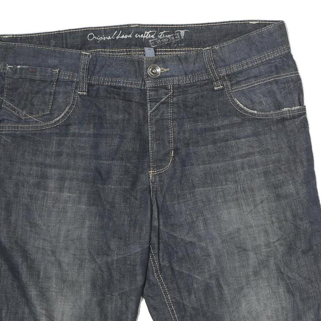 CRANE FIT Mens Shorts Blue Denim Casual M W40 Rolled Hem Cotton