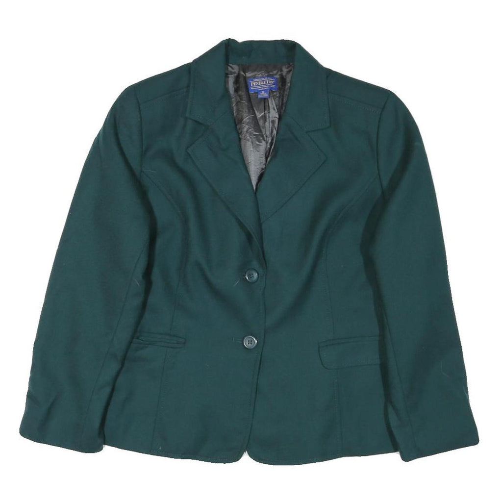 PENDLETON Womens Green Wool Classic Jacket UK 12 Button Closure Tailored Fit