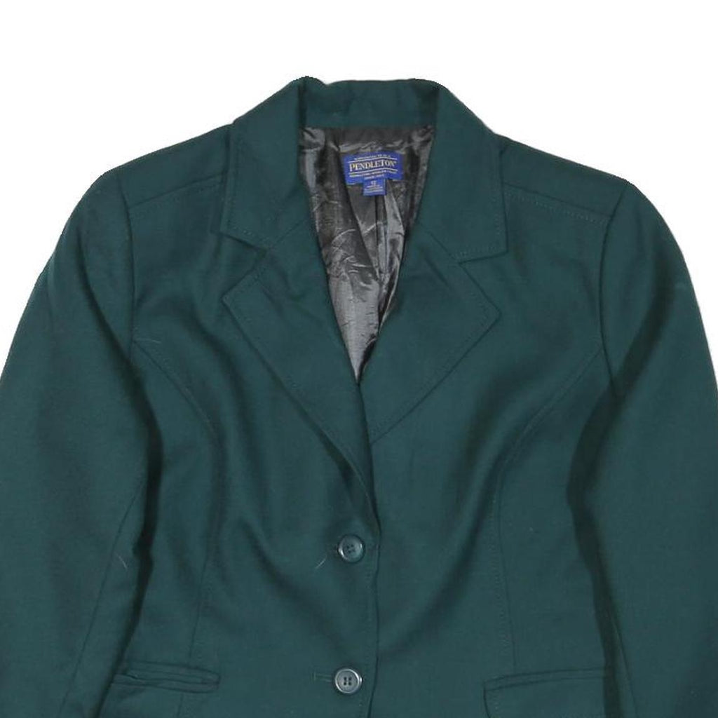 PENDLETON Womens Green Wool Classic Jacket UK 12 Button Closure Tailored Fit