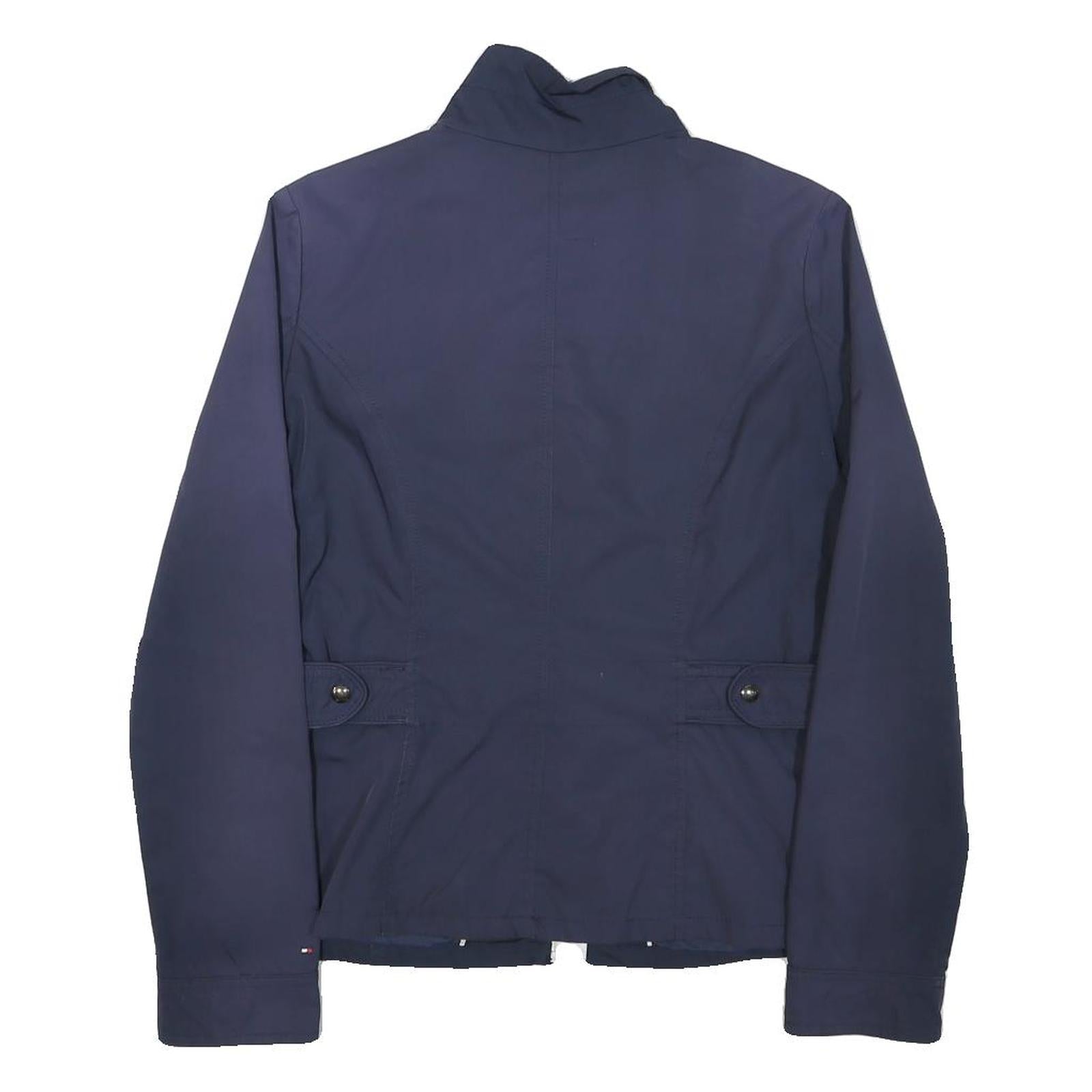 TOMMY HILFIGER Womens Navy Blue Jacket M Polyester Blend Zip Plain Casual