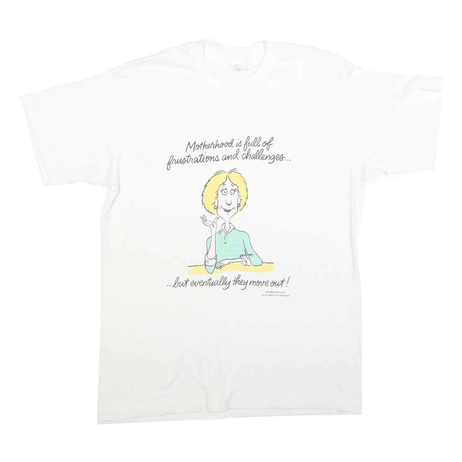 SHOEBOX GREETINGS Womens White XL Graphic T-Shirt Short Sleeve Crew Neck Humour