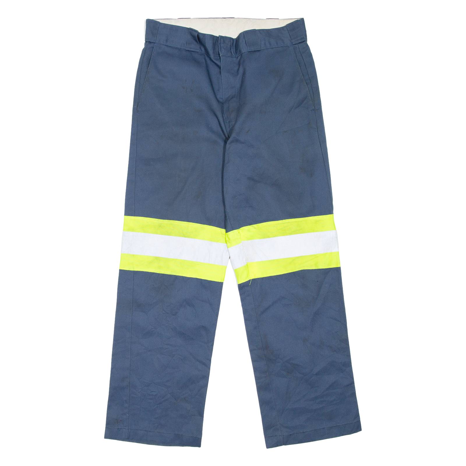 DICKIES Hi Vis Workwear Mens Trousers Blue Regular Straight W30 L28
