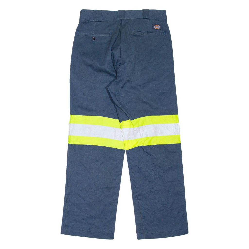 DICKIES Hi Vis Workwear Mens Trousers Blue Regular Straight W30 L28