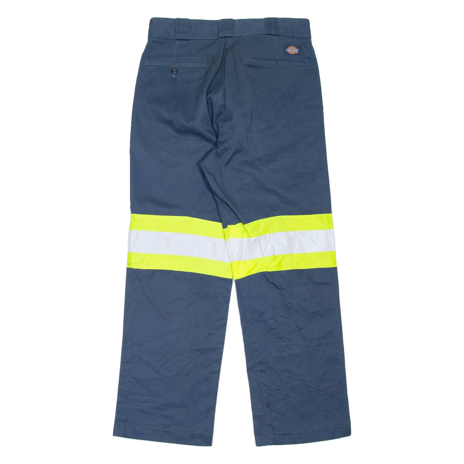 DICKIES Hi Vis Workwear Mens Trousers Blue Regular Straight W30 L28
