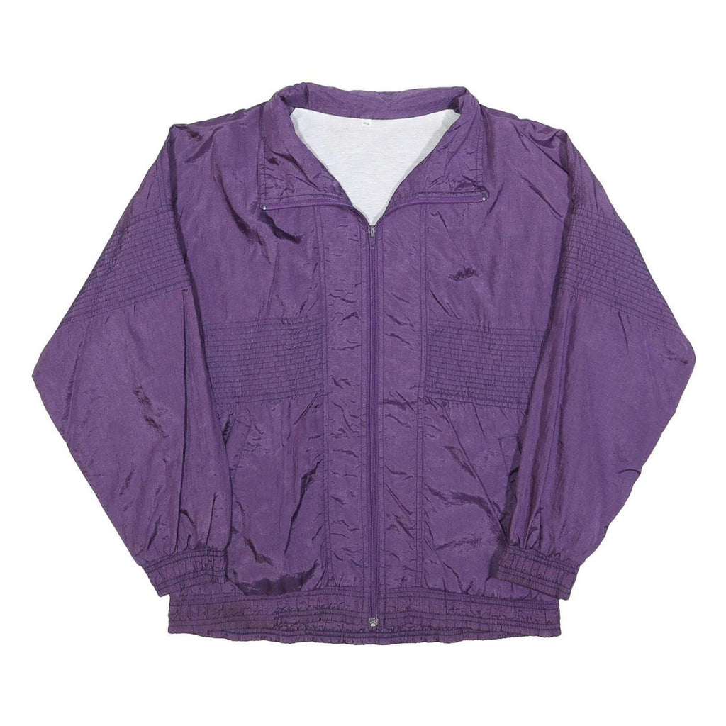 Womens Purple Plain Zip Jacket S Polyester Blend Casual Outerwear