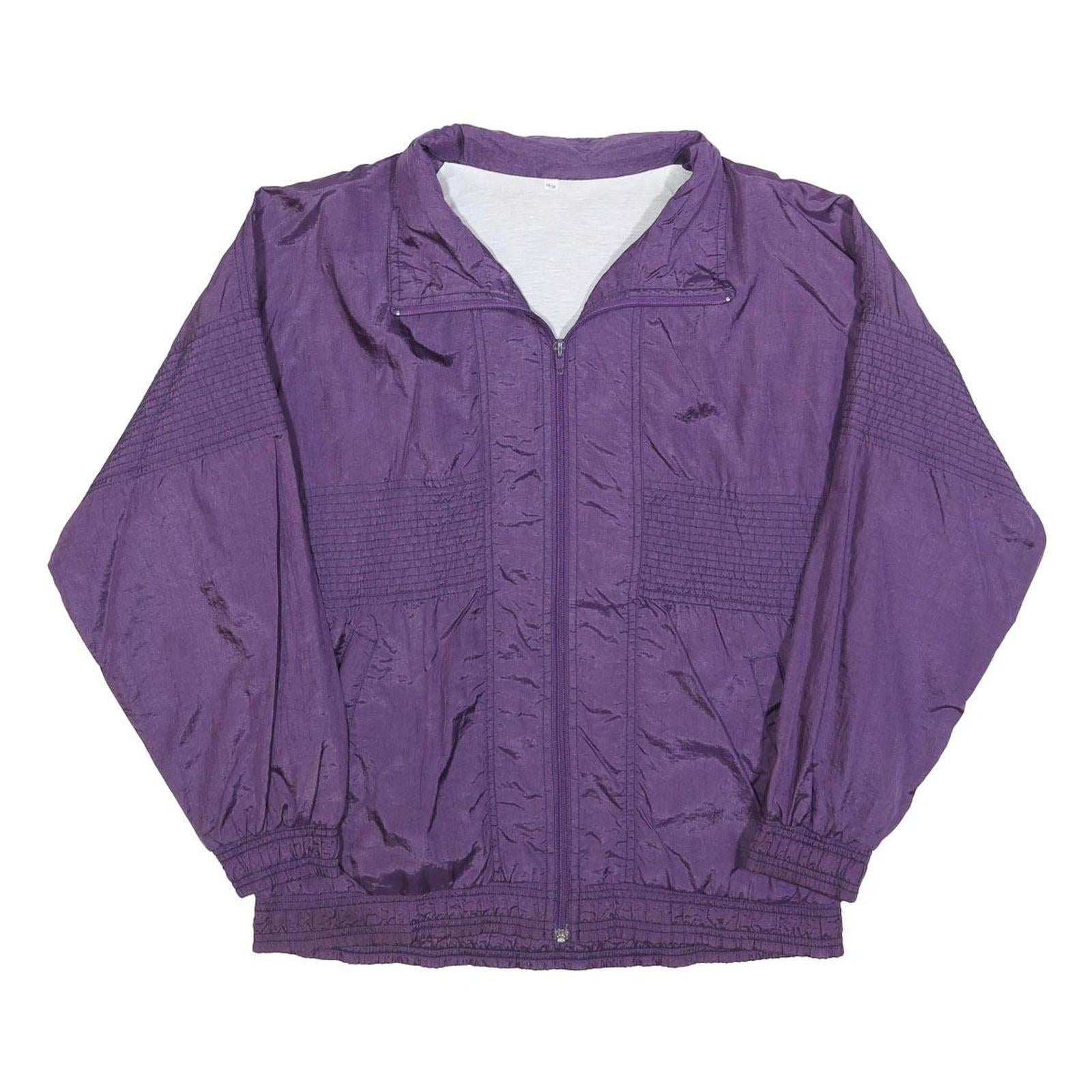 Womens Purple Plain Zip Jacket S Polyester Blend Casual Outerwear