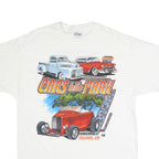 HANES Mens White Cars In The Park Graphic T-Shirt L Short Sleeve Crew Neck