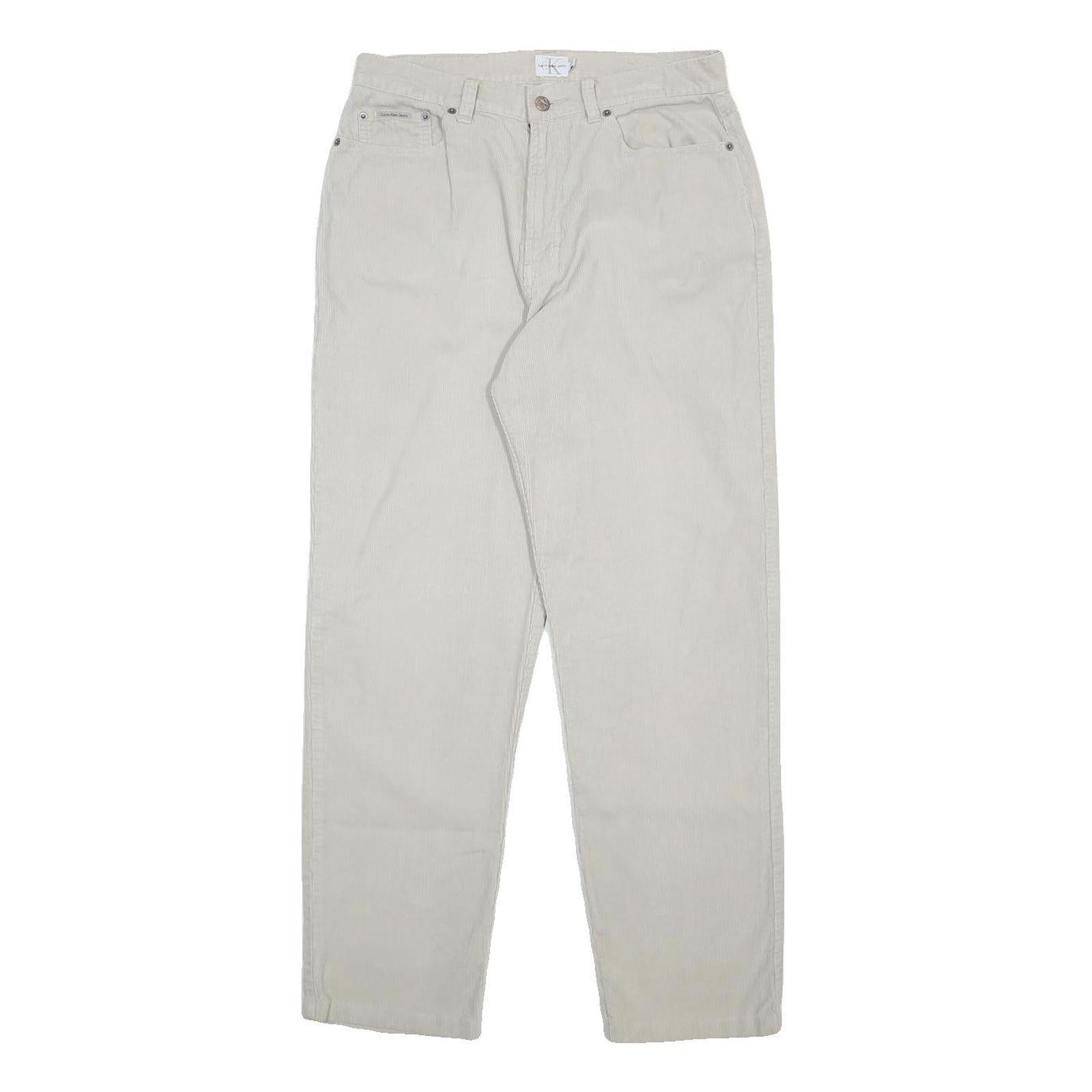 CALVIN KLEIN JEANS Womens Cotton White Regular Straight Trousers W31 L29