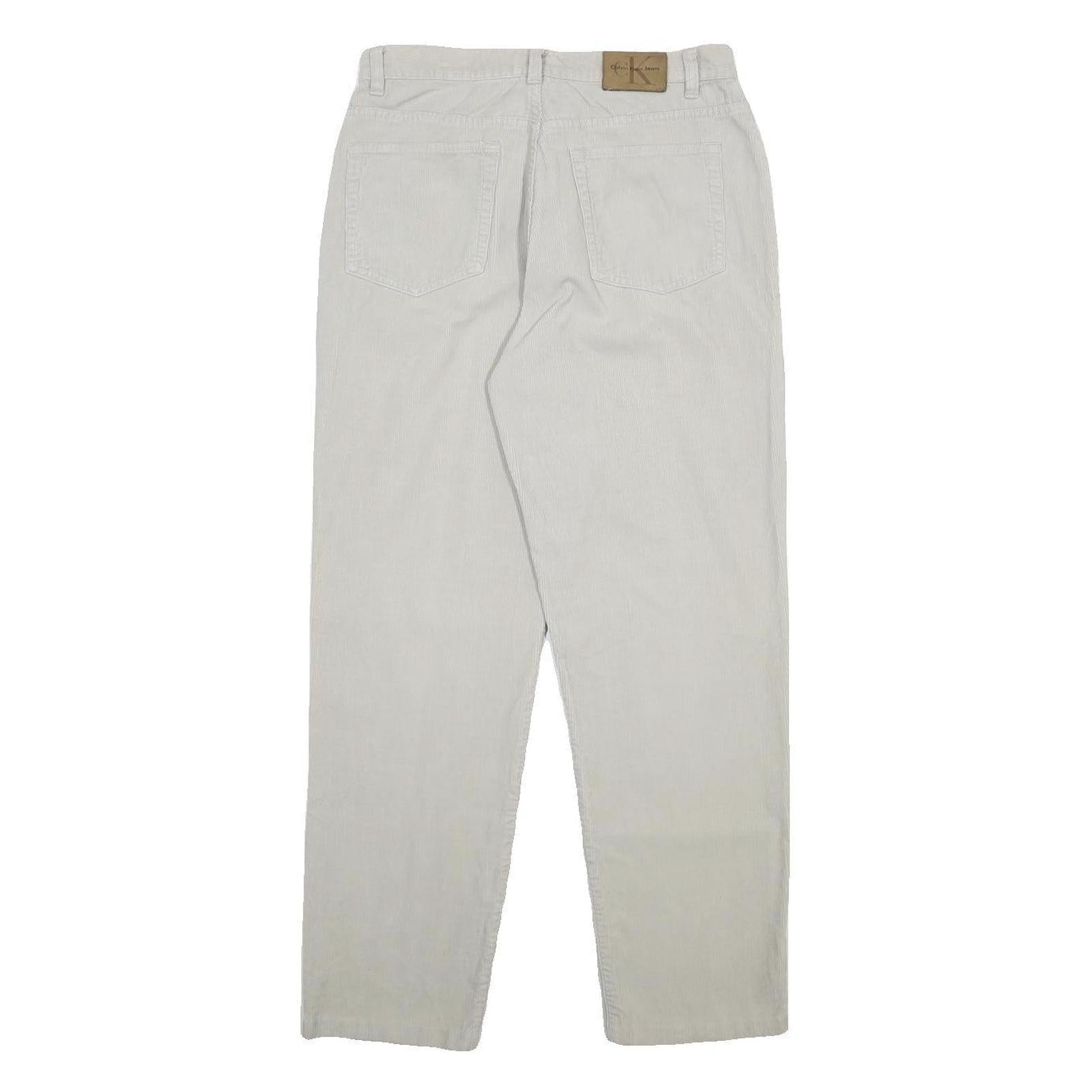 CALVIN KLEIN JEANS Womens Cotton White Regular Straight Trousers W31 L29