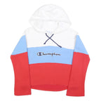 CHAMPION REVERSE WEAVE Womens White & Blue & Red Colourblock Pullover Hoodie M
