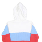 CHAMPION REVERSE WEAVE Womens White & Blue & Red Colourblock Pullover Hoodie M