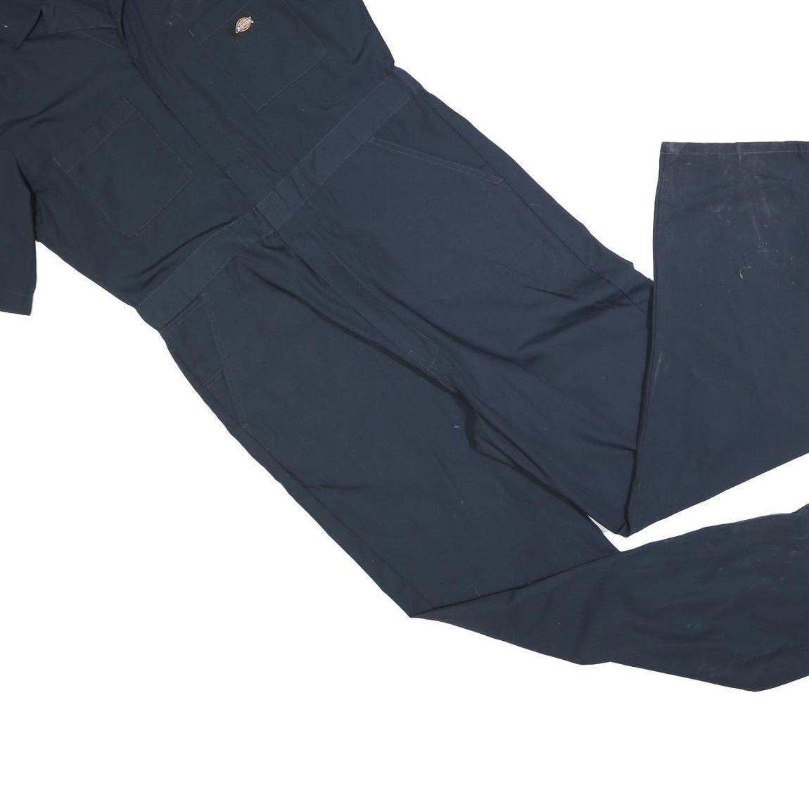 DICKIES Mens Navy Blue Cotton Blend Dungarees Relaxed Fit M W36 L32 Workwear