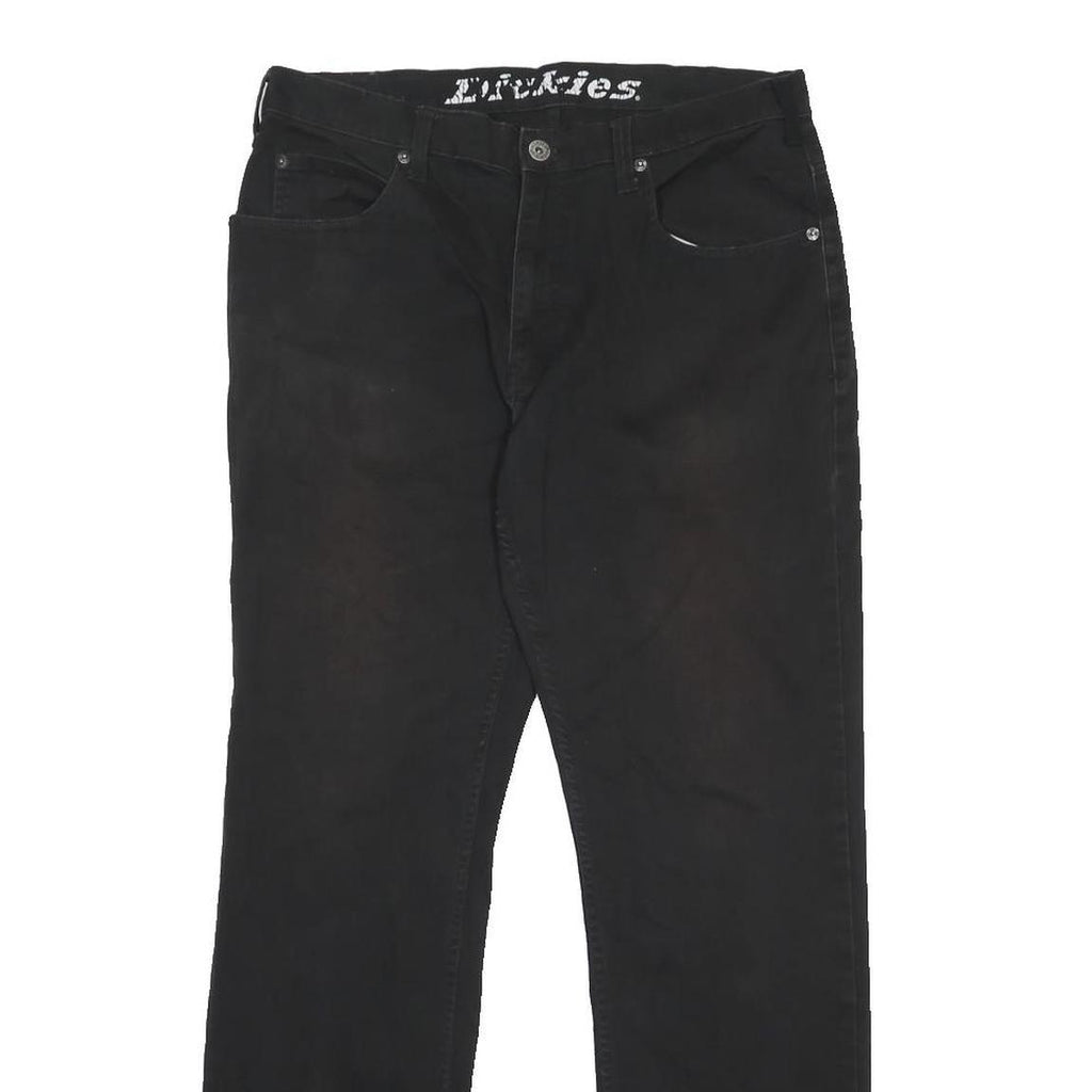DICKIES Mens Cotton Blend Black Regular Straight Trousers W32 L30 Workwear Zip