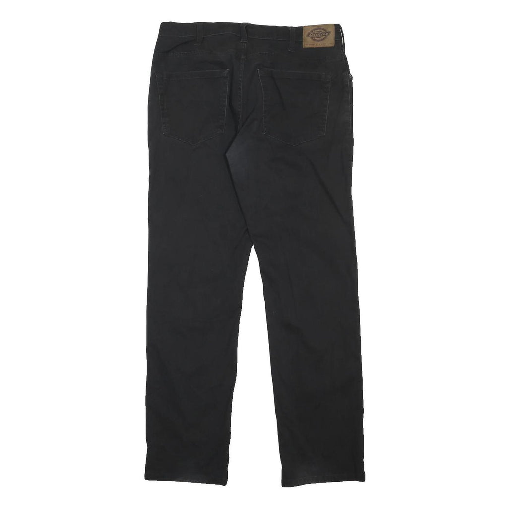 DICKIES Mens Cotton Blend Black Regular Straight Trousers W32 L30 Workwear Zip