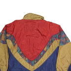 BOLDIES Womens Red Gold & Blue Colourblock Zip Jacket XL Polyester Blend Vintage