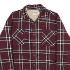 WRANGLER Mens Maroon & White Check Cotton Blend Button Jacket L Flannel