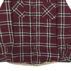 WRANGLER Mens Maroon & White Check Cotton Blend Button Jacket L Flannel